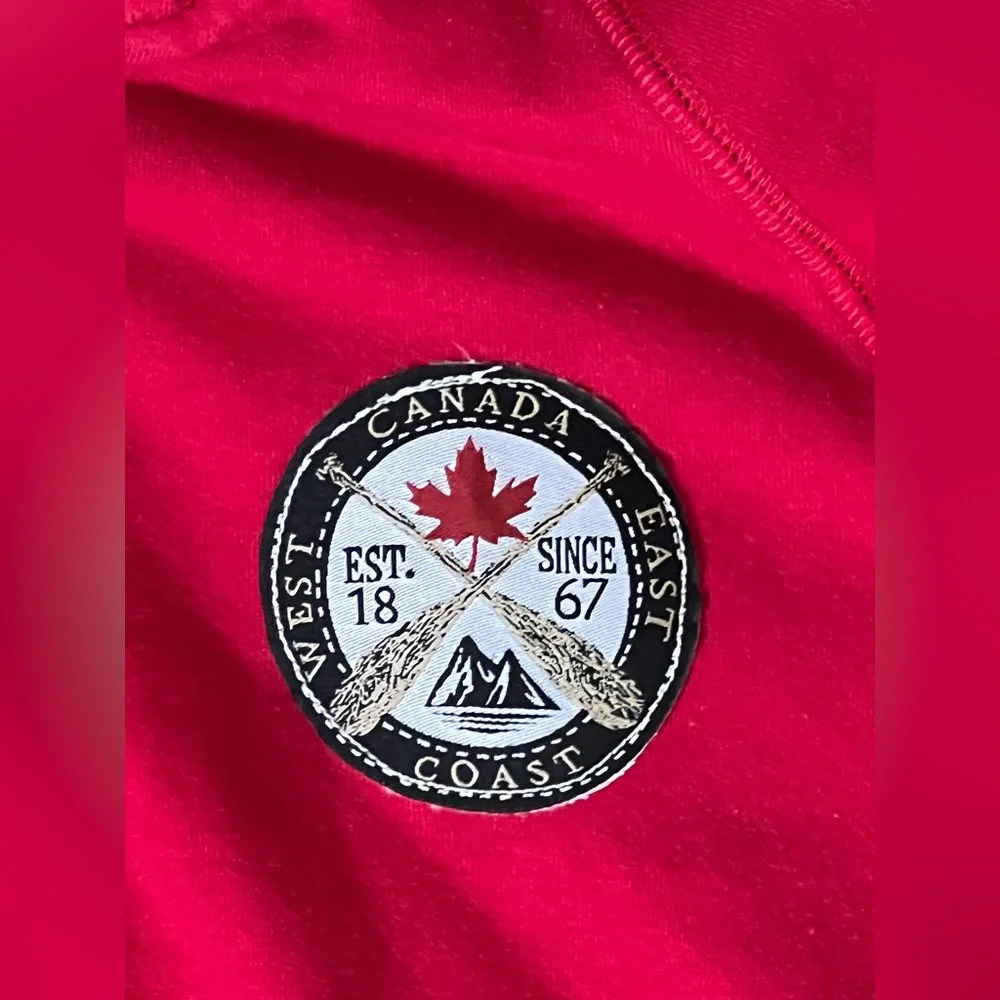 Canadiana Red Full Zip Hoodie Sweatshirt Youth XL (14–16) Canada Patch